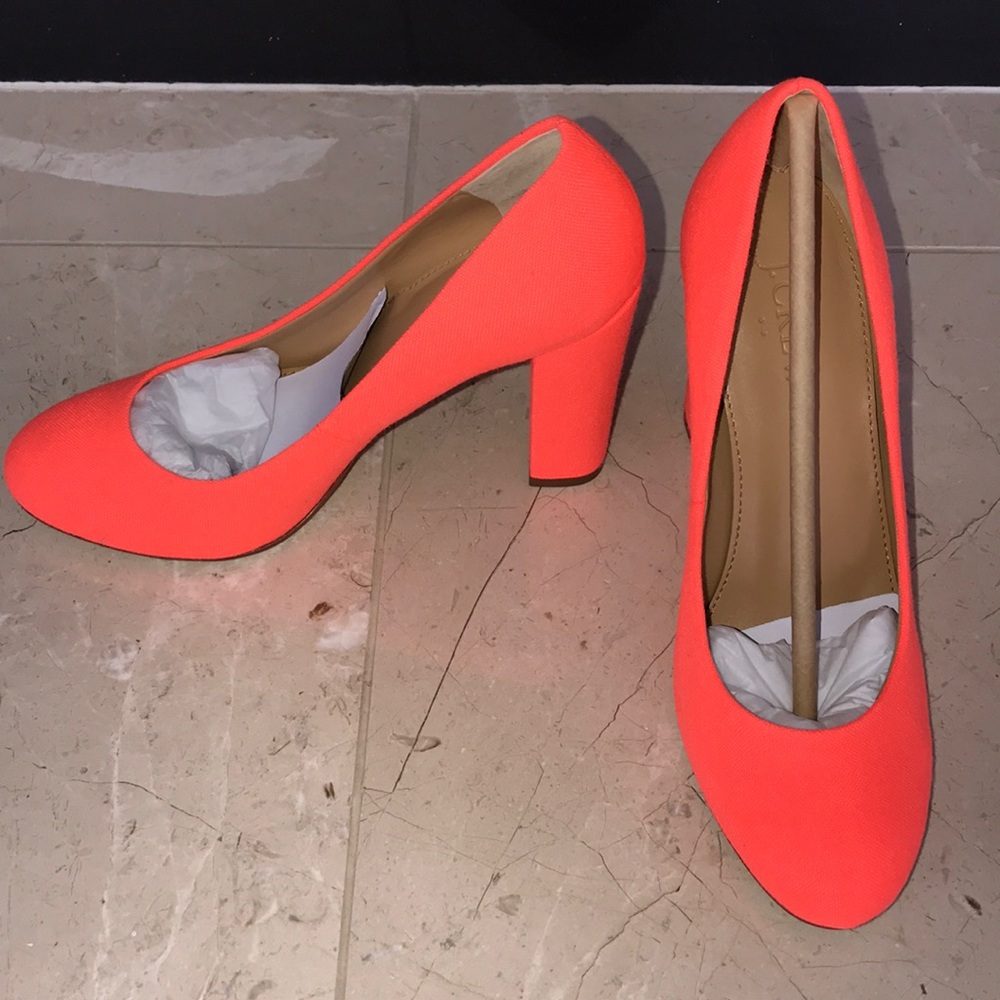 NEW J. Crew Neon Persimmon Canvas Pumps 6M
